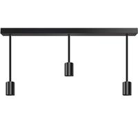 LEDSone Black Vintage Industrial 3 Outlet Rectangle Ceiling Rose Ceiling Pendant Light with Extension Rods Metal E27 Edison Screw 60W Lighting Bulb Holder for Living Kitchen Cafe Hotel (Type 4)