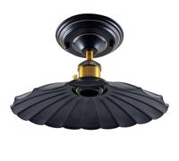 LEDSone Black Vintage Semi Flush Mount Ceiling Light, Industrial Semi Flush Mount E27 Flat Shape Lampshade Umbrella Style Ceiling Fixture for Living Room, Kitchen
