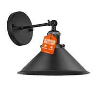 LEDSone Black Wall Light Sconce Fitting Metal Firm Wall Mount 180 Degree Adjustable Swing Arm Industrial Wall Fixtures lamp with Cone Light Shade for Livingroom, Kitchen, (1 Pack-Style 1)