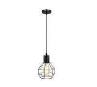 LEDSone Wire Cage Pendant Light with Bulb, Adjustable Hanging Cable 110cm, Black Metal Basket Ceiling Hanging Lamp E27, Industrial Lantern Style Light for Kitchen, Dining Room, Loft Indoor Use