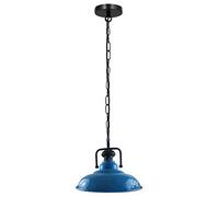 Ledsone Blue Glass Metal Pendant Lamp, 36Cm Dome Shade, E27 Ceiling Fixture