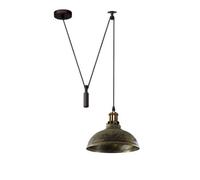 Ledsone Brushed Brass Industrial Pulley Pendant Light Adjustable 2M Cable 60W E27 Bulb Base Rustic Ceiling Lamp 110V-240V