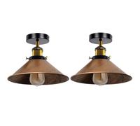 LEDSone Brushed Copper Ceiling Light Fitting 22cm 2 Pack with Bulb Included