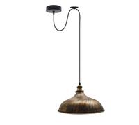Ledsone Brushed Copper Industrial Pulley Pendant Light 36Cm Retro Metal Shade Adjustable 195Cm Cord E27 Ceiling Lamp