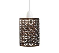 LEDSone Brushed Copper Metal Lampshade for Ceiling 9.5cm Width Moroccan Filigree Cut Out Pendant Light Shade Boho Hanging Light Cover for Living Room Bedroom Hallway