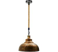LEDSone Brushed Copper Pendant Light Fitting 29cm, E27 Ceiling Lamp Holder with 1m Twisted Braided Flex Adjustable Hanging Kit for Home, Kitchen, Dining Room