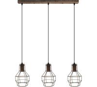LEDSone Brushed Copper,Pendant Lighting Romazzina, 3 lamp Ceiling Light Fitting, Hanging lamp for Dining and Living Room Made of Black Metal, E27 Socket