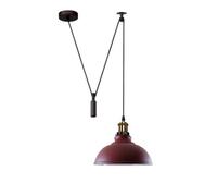 Ledsone Burgundy Ceiling Pendant Light Height Adjustable 2M Cable 60W E27 Bulb Base Industrial Pulley Lighting 110V-240V