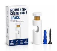 LEDSone Ceiling Cable Mount White Hook for Swag Pendant and Chandelier Lighting Minimalist Cord Keeper Swag Hook for Ceiling and Wall Modern Ceiling Hooks for Swag Light Easy Fit Electrical Cables.