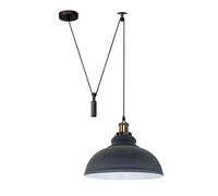 LEDSone Ceiling Pendant Light, 29cm Metal Curvy Shade, Industrial Hanging Lamp, E27 Socket, 2m Adjustable Cable, Vintage Pulley Style for Kitchen, Dining Room, Hallway (Grey)