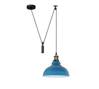 LEDSone Ceiling Pendant Light, 29cm Metal Curvy Shade, Industrial Hanging Lamp, E27 Socket, 2m Adjustable Cable, Vintage Pulley Style for Kitchen, Dining Room, Hallway (Blue)