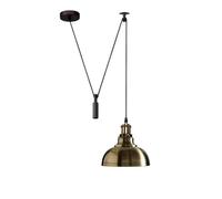LEDSone Ceiling Pendant Light, 29cm Metal Green Brass Curvy LightShade, Height Adjustable 2m Cable, E27 Bulb Base, Industrial Pulley Lighting, Island Lamp Farmhouse Dinner Room Kitchen Hallway