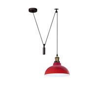 LEDSONE Ceiling Pendant Light, 29cm Metal Wide Light Shade, Height Adjustable 2m Cable, Vintage Edison 60w E27 Bulb Base, Industrial Pulley Lighting, Island Lamp for Farmhouse Dinner Kitchen, Red