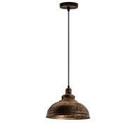 LEDSone Ceiling Pendant Light, 29cm Orange Metal Shade, Adjustable 95cm Cable, E27, 60W, Industrial Hanging Lamp, Kitchen Island Loft Lighting
