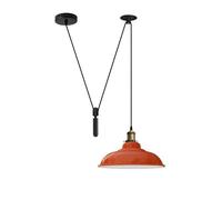 LEDSone Ceiling Pendant Light, 36cm Metal Orange Wide Light Shade, Height Adjustable 2m Cable, Vintage Edison 60w E27 Bulb Base, Industrial Pulley Lighting, Island Lamp