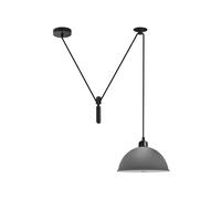 LEDSone Ceiling Pendant Light, 36cm Metal Wide Light Shade, Height Adjustable 2m Cable, Vintage Edison 60w E27 Bulb Base, Industrial Pulley Lighting, Island Lamp (Grey Dome 30cm) (ENC4)