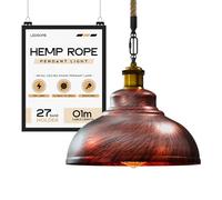 LEDSone Ceiling Pendant Light Fitting Rustic Red 29cm Lampshade E27 Lamp Holder with Adjustable 1m Rope Drop for Kitchen Bedroom Hall Easy-Fit DIY Kit