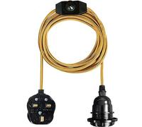 LEDSone Ceiling Pendant Light Fitting with E27 Plug-in Lamp Holder 4m Fabric Cable - Dimmer Switch and UK Plug for DIY Lighting Hanging Lamps and Home Décor (Gold)