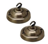 LEDSone Ceiling Rose Hook Plate Vintage Green Brass Metal 10.5 cm 2 Pack Antique Single Out Side Fitting with Accessories for Chandliers Pendant Lights Wall Lamps Hanging Lights Planters Decorations