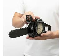 LEDSone Chainsaw Table Alarm Clock 30cm - Vintage Shiny Black Novelty Desk Clock for Men, Battery Powered Analogue Table Clock for Bedroom, Office, Workshop & Unique Gift Décor