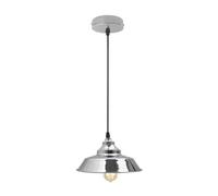 LEDSone Chrome Pendant Light 22cm E27 Metal Shade Adjustable Retro