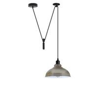 Ledsone Chrome Single Head Pulley Pendant Light, Metal Curvy Shade, 195Cm Adjustable Cord, E27 60W, 110-240V