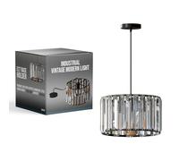 LEDSONE Clear Glass Chandelier Pendant Light Shade 20cm Black Finish Industrial Ceiling Acrylic Crystal Chandelier Easy Fit Lampshades for Living Room Lighting Bedroom Kitchen Hallway