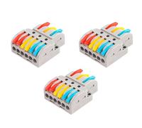 LEDSone Compact Lever Wire Connector, Multi Way 3 In 6 Out Electrical Splicing Terminal Block, Quick Push Cable Connector for Lighting, Home & Electrical Wiring (1 Pack) (3 in 6 out Conductor)