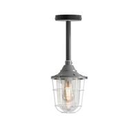 Ledsone Conduit Pendant Light Kit Industrial Farmhouse Black Steel E27 Cage Fitting Ceiling Fixture 30Cm