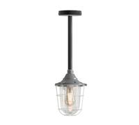 Ledsone Conduit Pendant Light Kit Industrial Farmhouse Black Steel E27 Cage Fitting Ceiling Fixture 50Cm