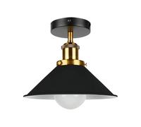 LEDSone Conical Shade 22cm Flush Ceiling Light with E27 Lamp Holder Ceiling Light Fitting Perfect for Bedroom, Living Room, Cafe, Restaurant, Bar Black Inner White with Bulb