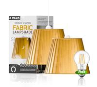 LEDSONE Coolie Fabric Lampshade with Free A60 LED Bulb 2 Pack Pleated Apricot Satin Light Shade for Ceiling Light,Pendant Light and Home Decor for Bedroom Living Room Kitchen