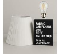 LEDSone Coolie Fabric Lampshade with Free A60 LED Bulb Easy Fit White Light Shade for Ceiling Lamps Floor Lamps Use in Bedroom Living Room Office and Hallway Decor