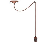 LEDSone Copper Vintage E27 Pendant Light Fitting - Retro Ceiling Lamp Holder with 195cm Adjustable Fabric Cable for Kitchen, Dining, Cafe & Home Lighting