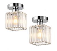 LEDSone Crystal Ceiling Light 13cm Chrome Semi Flush E27 LED Heavy Duty