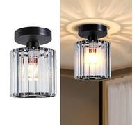 LEDSone Crystal Ceiling Light Black Crystal Chandelier Modern LED Ceiling Light Pendant Fixture Lighting for Bedroom Kitchen Hallway Entrance Balcony