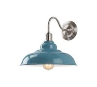 LEDSone Cyan Blue Swan Neck Wall Light 32cm Metal Shade E27 Vintage Sconce