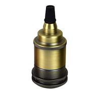 LEDSone DC Voltage E27 Vintage Solid Bulb Socket, E27 Lamp Holder Base, Edison Screw E27 Wall Socket Light Bulb Socket Adapter, AC 120-240V - Green Brass
