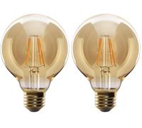LEDSone DC Voltage, LED E27 Vintage Light Bulb,G95 Edison Screw,4W Dimmable, Large Globe LED Filament Bulb,Warm White 2200K, Decorative Light Bulb Old Fashioned Bulb, Pack of 2