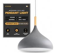 LEDSone DCVOLTAGE Grey Pendant Light Shade 31.5cm Industrial Ceiling Light Fitting with Adjustable Chain, E27 Lamp Holder, Vintage Metal Hanging Light for Kitchen Island, Dining Room & Cafe
