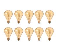 LEDSone Decorative LED Light Bulb, Diamond Glass Vintage Nostalgic LED Edison Light Bulb Non Dimmable, Ambient Angle Spiral Bulb, Warm Light 2700k Atmosphere Lights for Home Decor 1-10 Pack (10 Pack)