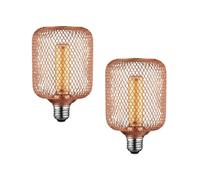 Ledsone Decorative Rose Gold E27 Led Metallic Glow Spiral Bulb Vintage Metal Cage Style 5W 2700K Pack Of 2