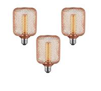 Ledsone Decorative Vintage Edison E27 Led Bulb Rose Gold Metal Cage Dimmable 2200K Warm White 3 Pack