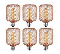 Ledsone Decorative Vintage Edison E27 Led Dimmable Bulb Rose Gold Cage 2200K Warm White 6 Pack