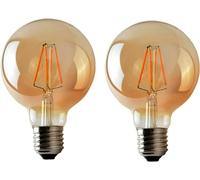 LEDSone Dimmable G95 E27 LED Edison Style Light Bulbs 4W, G95 Edison Screw Decorative Filament Bulbs Amber Globe Glass Warm White Lighting 2700K, 2-Pack