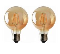 LEDSone Dimmable G95 E27 LED Light Bulbs 8W, Vintage Edison Screw Filament Globe Bulbs 450lm Decorative Amber Glass Warm White Lighting 2700K 60W Equivalent, Decorative Antique Light for 2-Pack