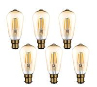 LEDSone Dimmable Vintage B22 LED Light Bulb, 2700K Soft White 4W, Glass ST64 Antique Edison Style, 800LM, Decorative Filament Bulb