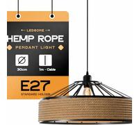 LEDSone Vintage Hemp Rope Pendant Light with Hemp Rope arounded Wire Cage Hanging Ceiling Pendant Decorative Light Fixture for Restaurant and Any Other Places