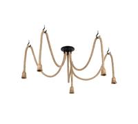 LEDSone DIY Hemp Rope Retro Industrial Chandelier,5 Lights Pendant Light Fitting,Retro Ceiling Light E27 Lamp Holder/Living Dining Room Restaurant Pendant Lights/Ceiling Hanging Light Fixture