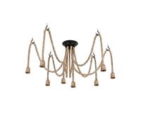 LEDSone DIY Hemp Rope Retro Industrial Chandelier,8 Lights Pendant Light Fitting,Retro Ceiling Light E27 Lamp Holder/Living Dining Room Restaurant Pendant Lights/Ceiling Hanging Light Fixture